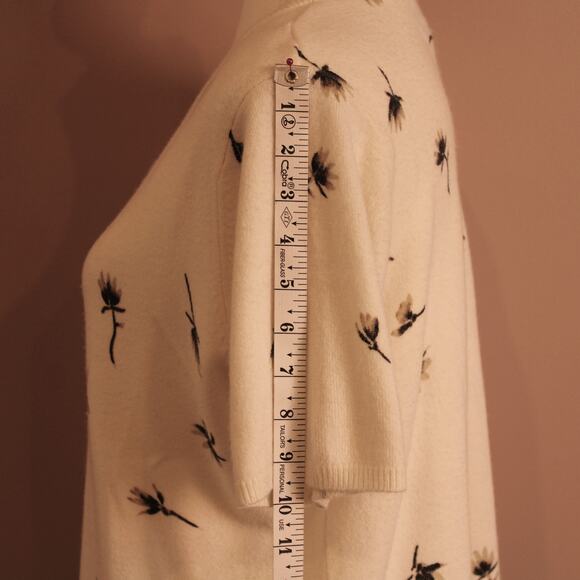 VTG Sag Harbor Floral Print Short Sleeve Sweater Size Large Cream Black - Picture 3 of 9